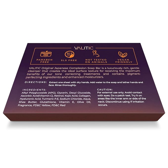 VALITIC Turmeric Kojic Acid Cleansing Soap Melting Sheets - Dark Spot Corrector Paper Soap - 100 Travel Size Facial Exfoliating Sheets With Vitamin C, Retinol, Collagen - 3 Pack