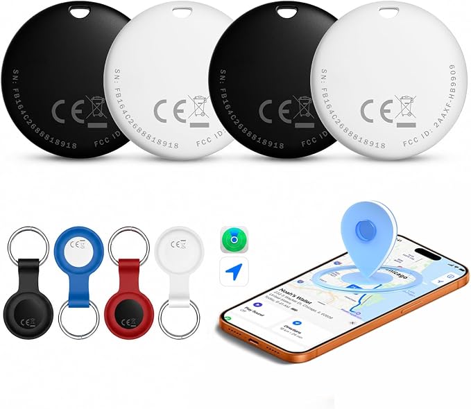 Air Tracker Tags 4 Pack with 4 Cases, Item Finder for Apple Find My (iOS Only)