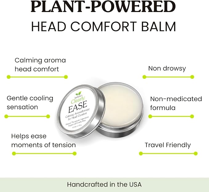 Isabella's Clearly Ease – Calming Aromatherapy Balm for Head Comfort | Coffee, Cinnamon, Chamomile & Peppermint Essential Oils | Non-Drowsy, Vegan, Made in USA
