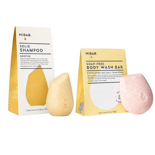 HIBAR - Exfoliate Body Bar & Soothe Shampoo Bar - Plastic, Soap and Paraben Free