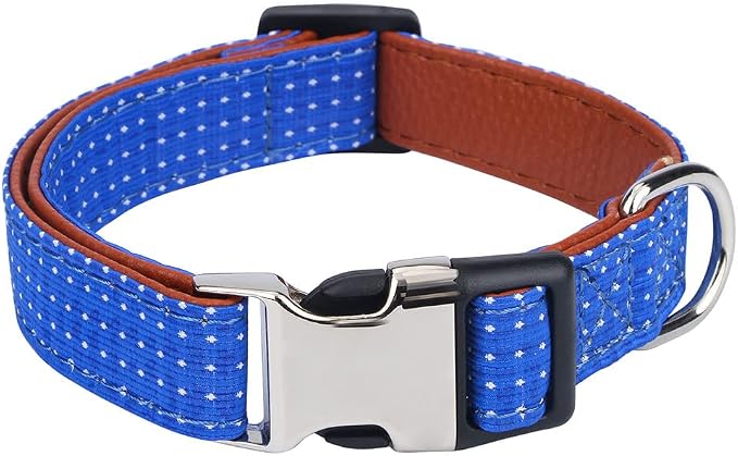 Dog Collar with Bow Tie for Girl or Boy Gift Soft Durable Bowtie Blue dot Small