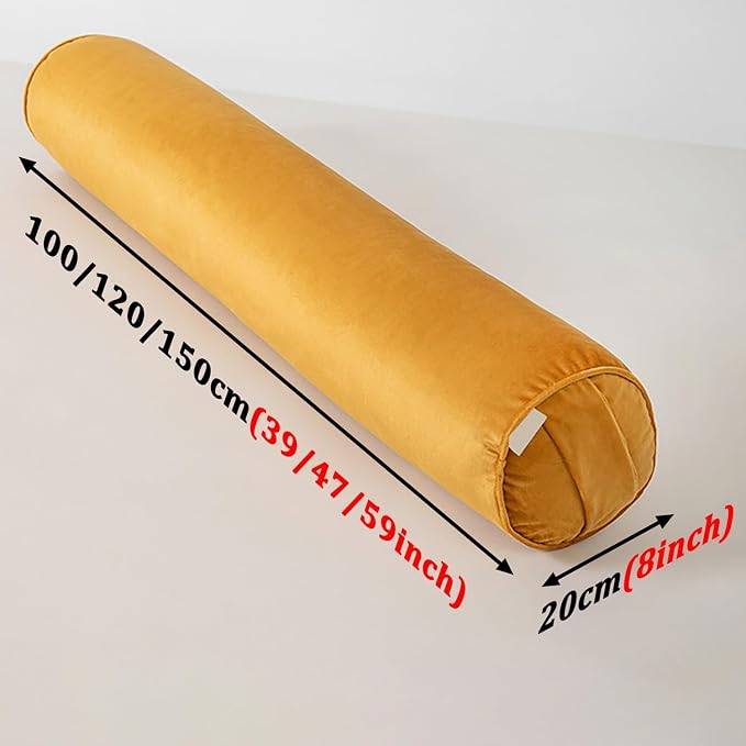 Body Pillow Yoga Bolster Round Cylindrical Pillow Long Dutch Velvet Cushion with Removable Washable Cover for Side Sleepers Meditation and Bedroom Decor(Cherry,150cm/59in)