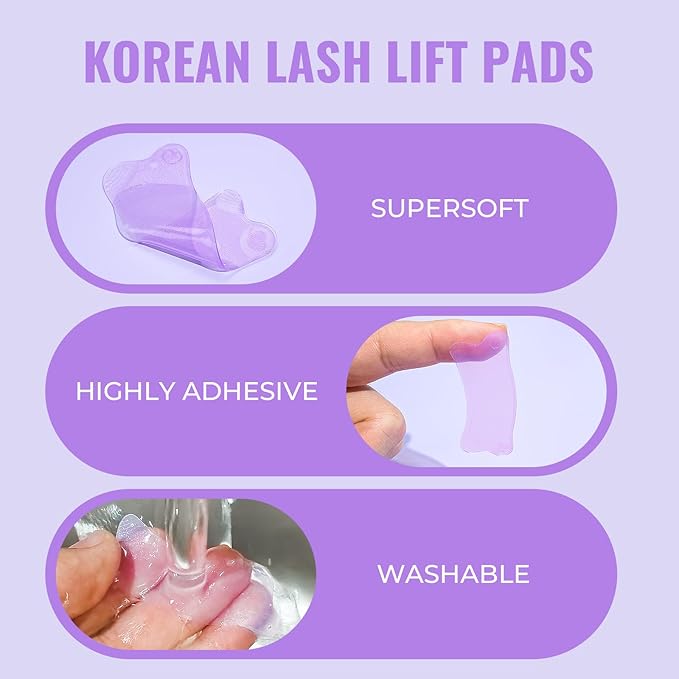 Libeauty Flat Lash Lift Shields, Glueless Ultra-Thin Korean Silicone Softening Pads for No.1 Perm Step Only, Reusable & Self-Adhesive Eyelash Lift Pads for Salon & DIY Home Use 1 Pair