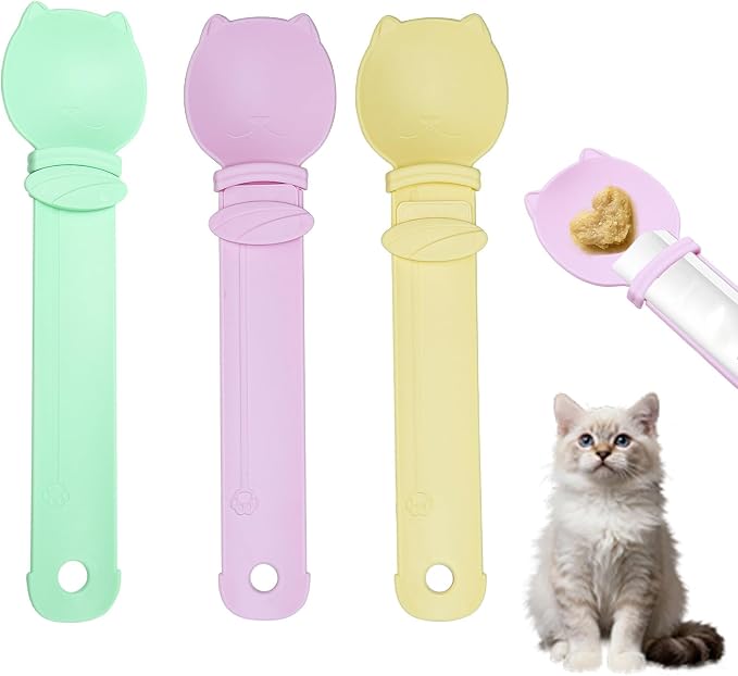 3PCS Cat Strip Feeder, Cats Stripe Squeeze Spoon, Multifunctional Lickable Treat Feeding Dispenser for Cat Liquid Snack and Wet Food