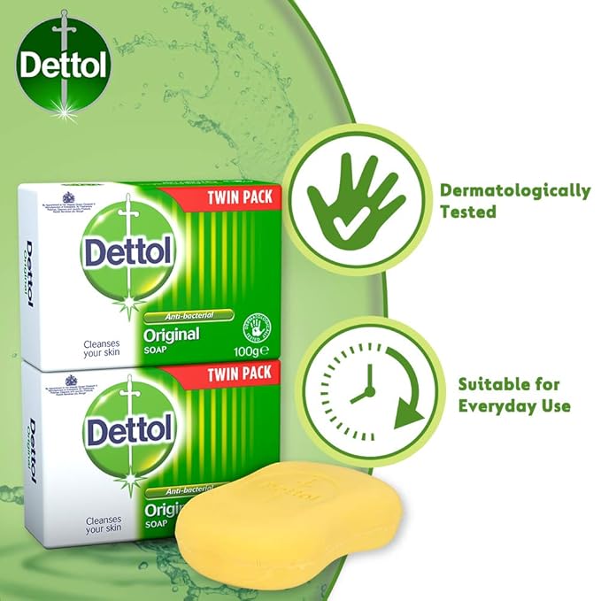 Dettol Anti Bacterial Original Soap 100g Twin Pack Dermatologically Tested