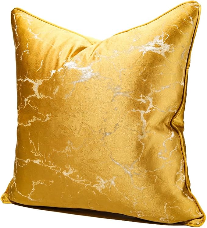 vctops Gold Decorative Luxurious Throw Pillow Covers Jacquard Square Cushion Cases Pillowcase for Bed Sofa Couch Chair Car Home Decor (Gold Yellow,20"x20")