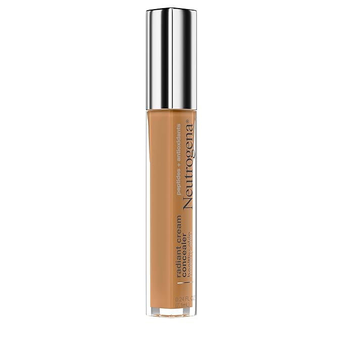 Neutrogena Healthy Skin Radiant Brightening Cream with Peptides & Vitamin E Antioxidant, Lightweight Perfecting Concealer Cream, Non-Comedogenic, Golden Medium/Deep 01 with warm undertones, 0.24 oz