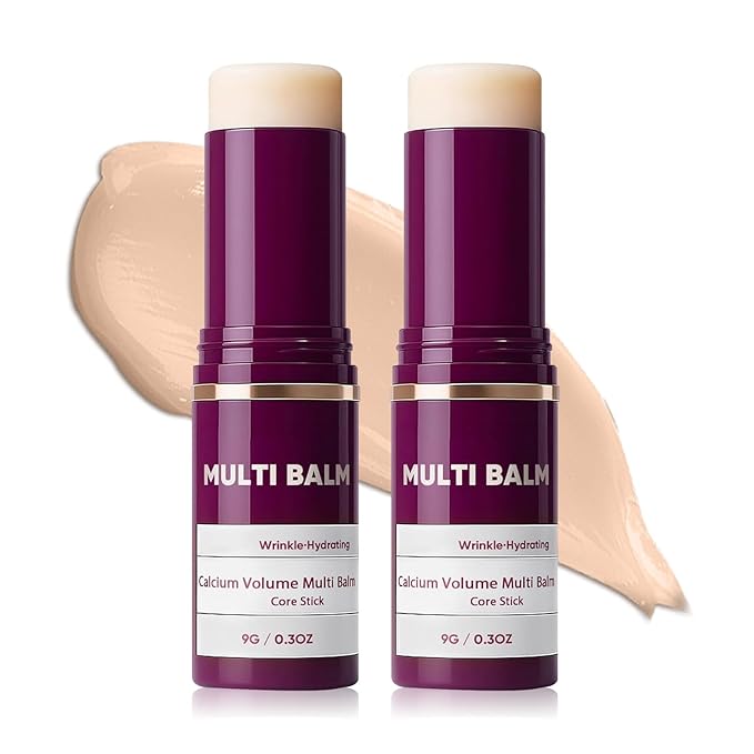 2 Pcs Calcium Multi Balm, Calcium Volume Multi Balm, Korean Collagen Moisturing Stick, Wrinkle Core Stick, Anti-aging, Hydrating, Firming Skin, Suitable for Eyes, Neck, Face