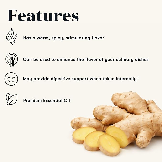 Young Living Ginger Vitality Essential Oil | 5 ml | Premium Aromatherapy & Culinary Oil | Natural Flavor Enhancer for Cooking, Relaxation & Wellness | Supports Digestion & Healthy Lifestyle