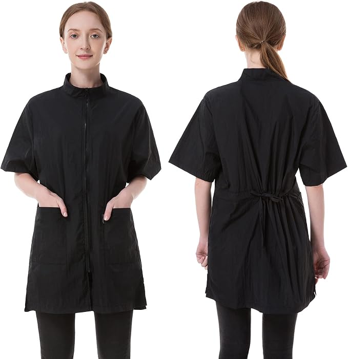 DHXYZZB Grooming Smock Waterproof Workwear Barber Jackets for Women Men, Nylon Professional Dog Groomer Smock Barber Apron