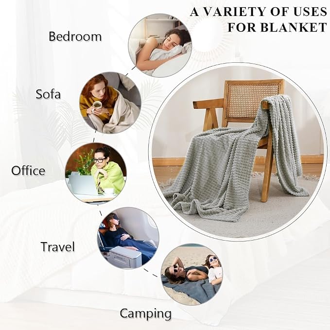 Simple&Opulence Gray Throw Blanket for Couch-Super Soft Fluffy Blankets for Women 50x70 Inches Cozy Lightweight Fleece Blanket for Home Decor
