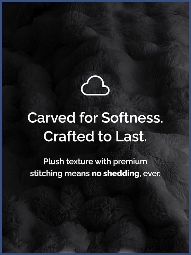 3D Fleece Bubble Blanket Twin Size - Rabbit Blanket - 60" x 80", Black | Soft Fluffy Faux Fur Blanket for Couch Sofa & Chair, Cozy Gifts for Women, Tie Dye Cloud Throw Bed Cover, Thick Plush Bedding