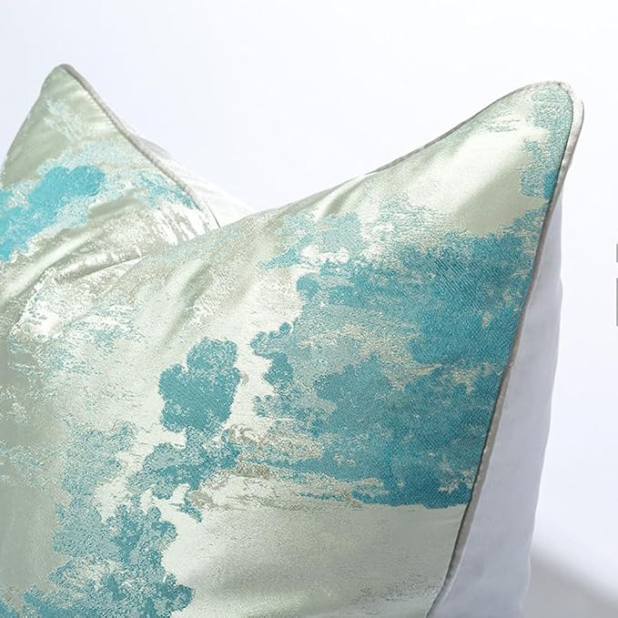 vctops Abstract Decorative Luxurious Throw Pillow Covers Jacquard Square Cushion Cases Pillowcase for Bed Sofa Couch Chair Car Home Decor (Sky Blue,18"x18")