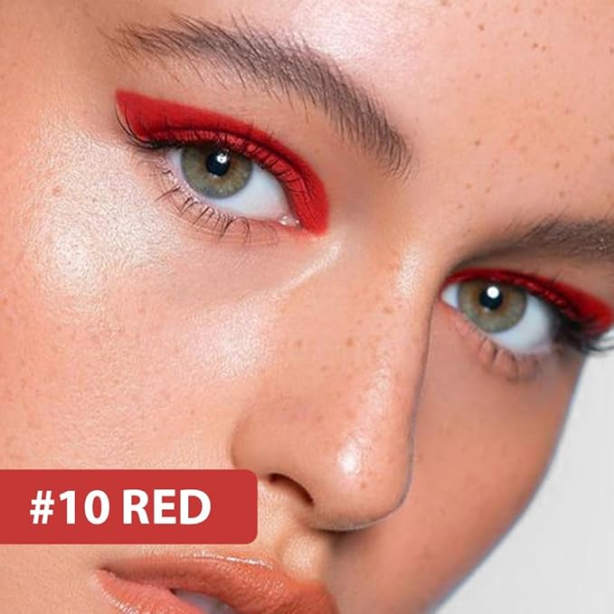 evpct 1Pcs Red Color Gel Glitter Eyeliner Pencils Set for Women Waterline Waterproof Smudge Proof Eye Liner Makeup, 10# Red