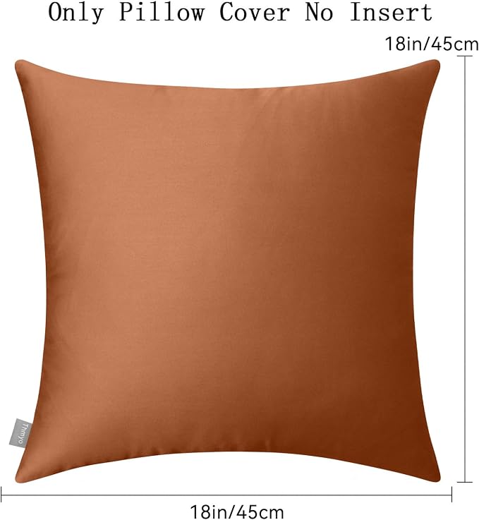 Thmyo 4-Pack 100% Cotton Comfortable Solid Decorative Throw Pillow Case, Square Cushion Cover Pillowcase Sublimation Blank Pillow Covers DIY Throw Pillowcase for Sofa(18x18 inch/ 45x45cm,Rust)