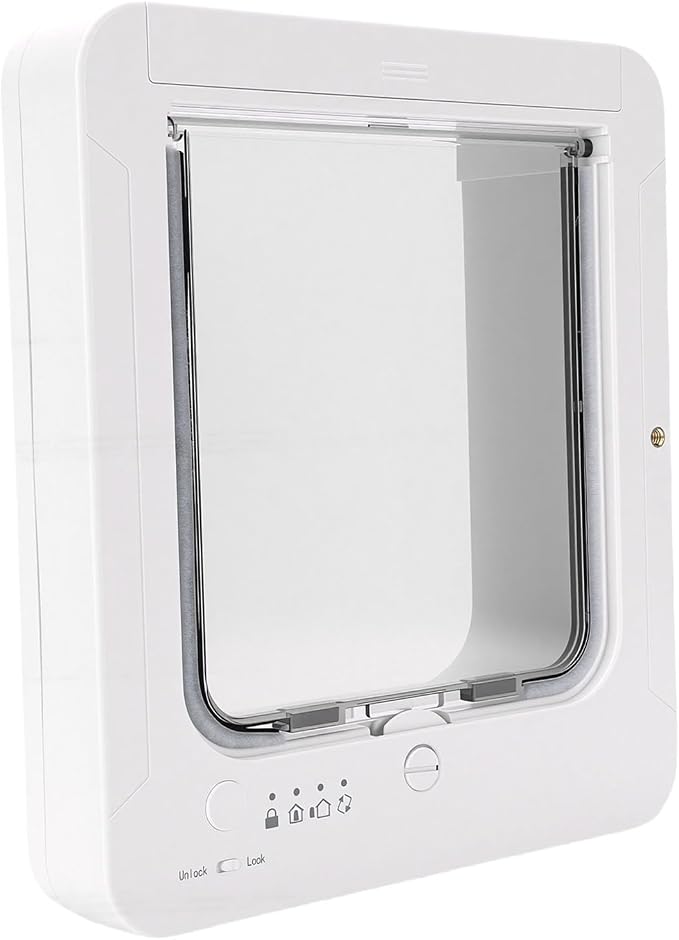 Smart Cat Door Automatic Sensor Pet Door with Remote Collar Activated Cat Flap Two Way Entry for Indoor Outdoor Pet Access