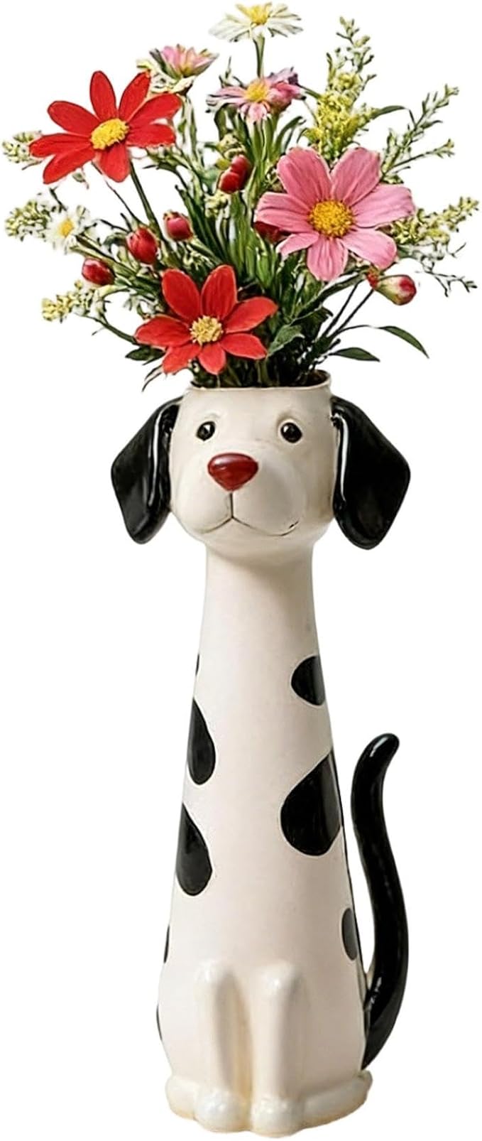Quirky Dog Vase, Whimsical Boho Dog Flower Vase, Handcrafted Resin Decorative Dog Vases for Small Flowers, Funny Animal Resin Vases, Cute Puppy Planter for Desk Shelf, Boho Home Office Decor