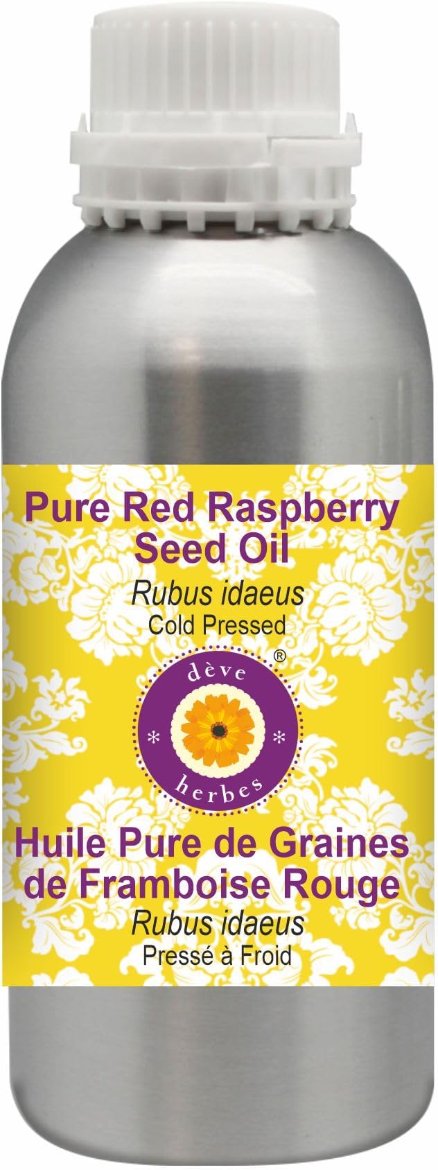 Deve Herbes Pure Red Raspberry Seed Oil (Rubus idaeus) Cold Pressed 300ml (10 oz)