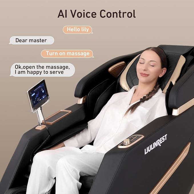 2025 4D Massage Chair Full Body, Zero Gravity Massage Chair with SL-Track & Heating, Massage Shiatsu Recliner Chair with Smart Voice Control, Touchable Screen, Airbags, Foot Rollers (BLACK)