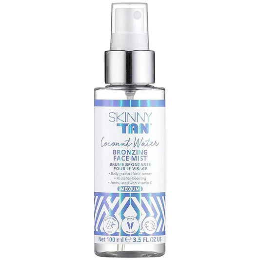 Skinny Tan Coconut Water Self Tanning Face Mist Spray - Gradual Self Tanner Enriched with Hyaluronic Acid and Vitamin C - Delicious Tropical Coconut and Pineapple Scent - Medium Self Tan - 3.5 oz