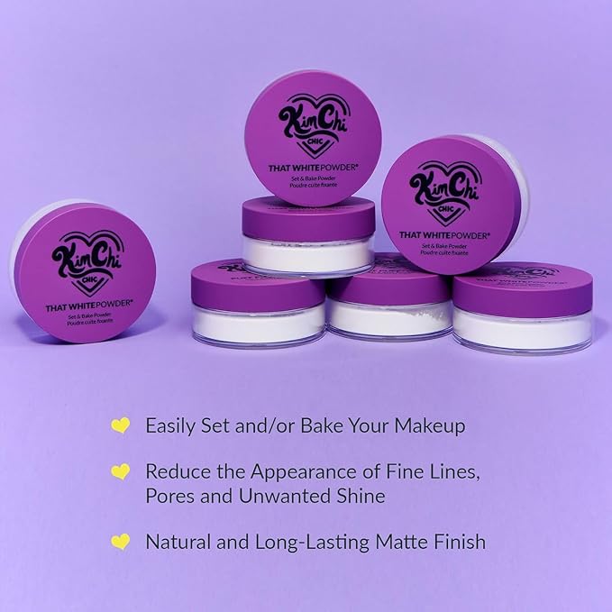 KimChi Chic Beauty Mini Me That White Powder - Loose Face Powder, 01 No Color - Medium Coverage, Radiant Finish, All Skin Types, Paraben Free, Vegan