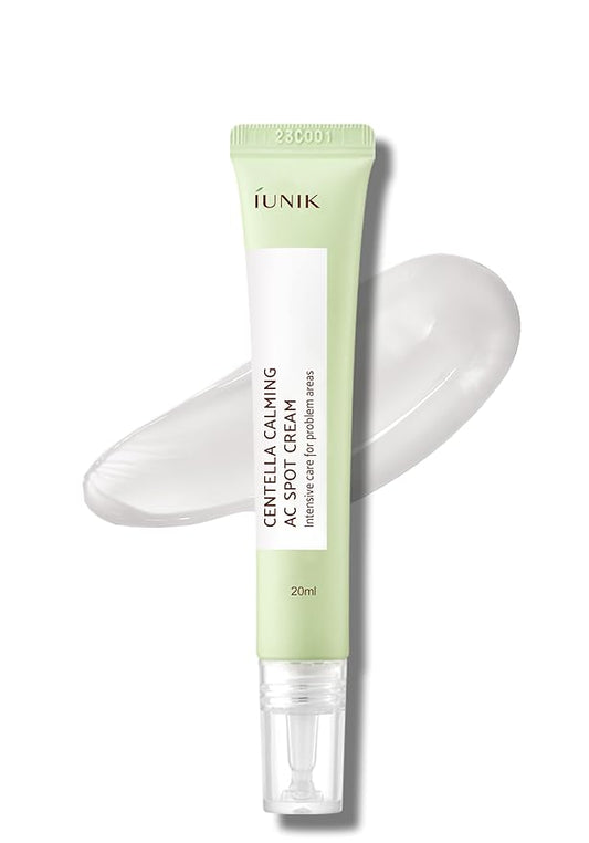 IUNIK 81% Concentrated Centella Calming Gel Acne Spot Cream w/AHA BHA PHA Salicylic Acid Niacinamide Tea Tree Oil-Free Blemish Pimple Lightweight for Adults & Teens .67 Oz Sensitive Acne-prone skin