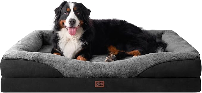 EHEYCIGA Orthopedic XXL Dog Bed for Large Dog, Memory Foam Dog Couch | 52x41 Inch Extra Large Sized Dog Sofa with Sides, Waterproof Liner & Washable Removable Cover, Bolster Pet Couch