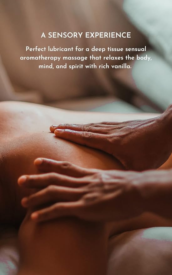Edible Spiced Vanilla Glaze Massage Oil, 8.5 oz | Body Oil with Vanilla & Cinnamon, Made with Coconut & Sweet Almond Oils | Non-Sticky, Moisturizing, Aromatherapy Gift