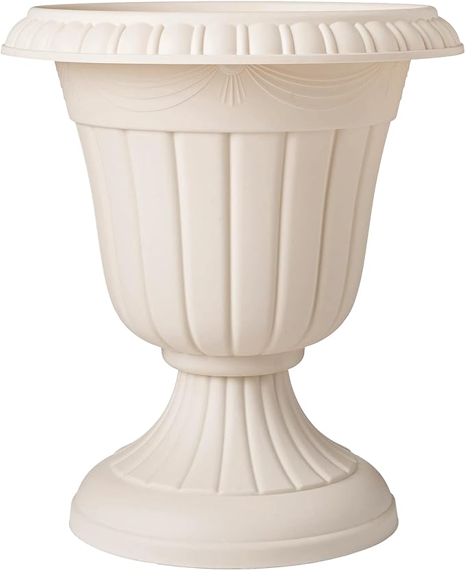 Arcadia Garden Products PL20BG Classic Traditional Plastic Urn Planter Indoor/Outdoor, 10" x 12", Beige