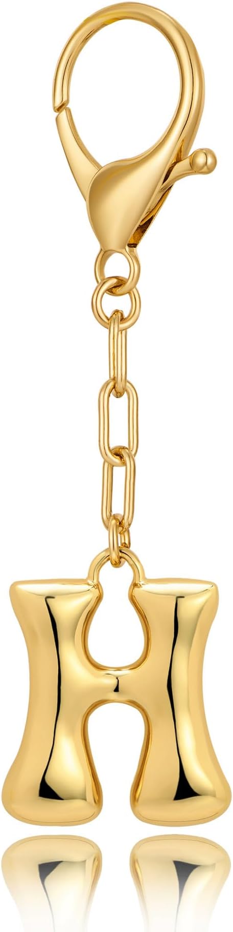 WOWORAMA Initial Letter Keychain for Women Chunky Gold Bubble Letter Bag Charm Purse Charm Personalized Keyrings Accessories