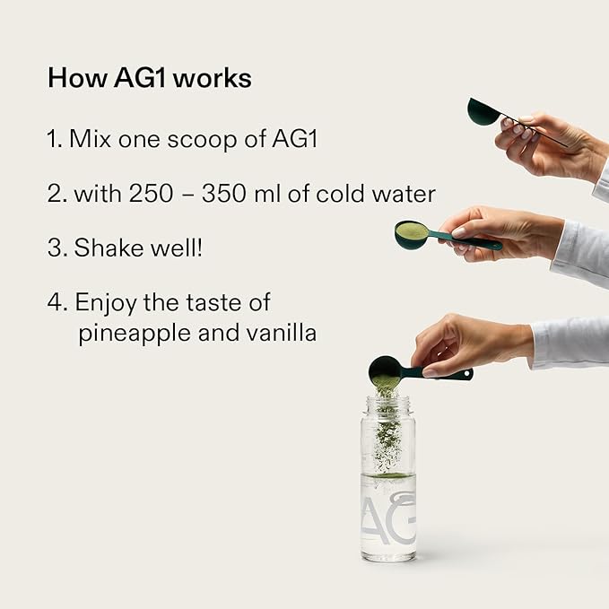 AG1 Greens Powder Supplement | Improve Gut Health | Multivitamin, Probiotic, Gluten Free, Vegan and Keto Friendly | Shaker & Scoop Included | 75 Vitamins (Athletic Greens), Classic Formula