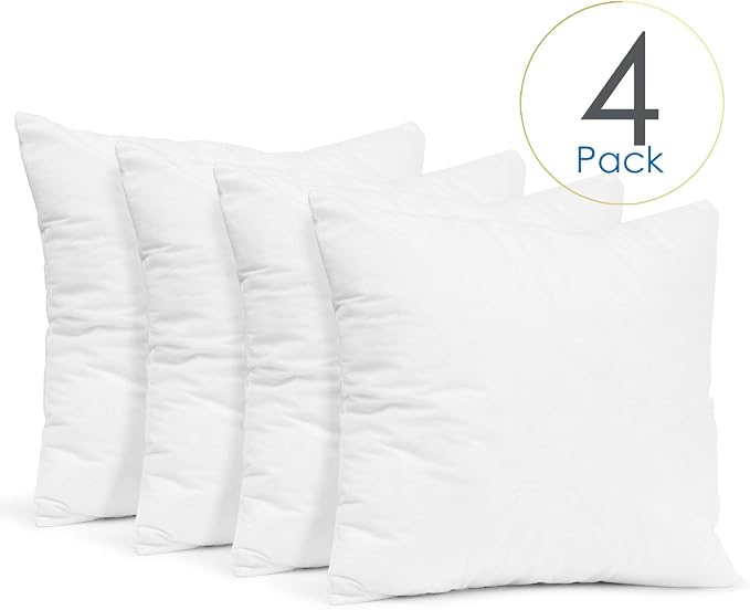 Clara Clark Throw Pillows - Premium Couch Pillow Inserts for Decorative Pillows, 20”x20” - Set of 4