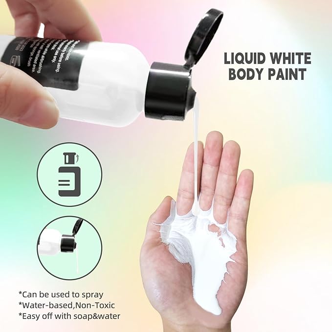 Go Ho Liquid White Face & Body Paint - Water Based, Special FX & Halloween Makeup