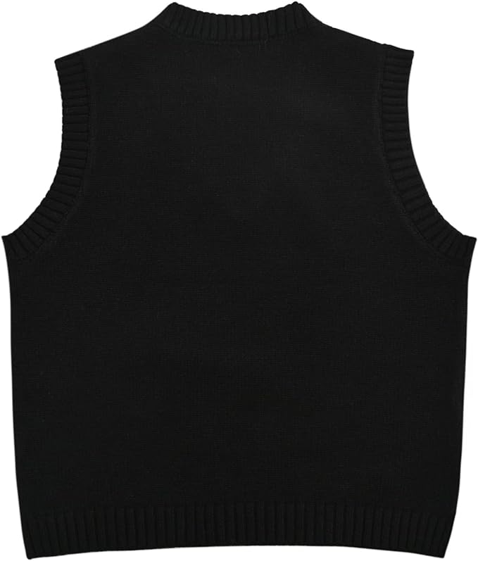 Women's Sweater Vest,Y2K Sleeveless Pattern Preppy Style Knitted Crop Tank Top for Girl