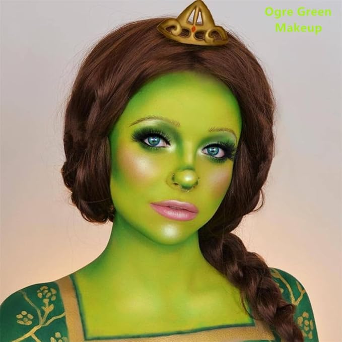 Go Ho Ogre Green Face Body Paint Washable(2.37oz/pc),Water Based Cream Ogre Green Face Paint and Body Paint,Halloween Costumes Festivals Cosplay SFX Makeup