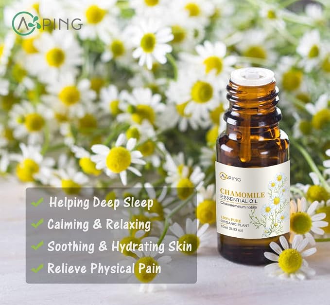 Jasmine & Chamomile Essential Oils - 100% Pure Organic Natural Plant Oils for Diffuser, Aroma, Spa, Massage, Yoga, Perfume, 2x10ML