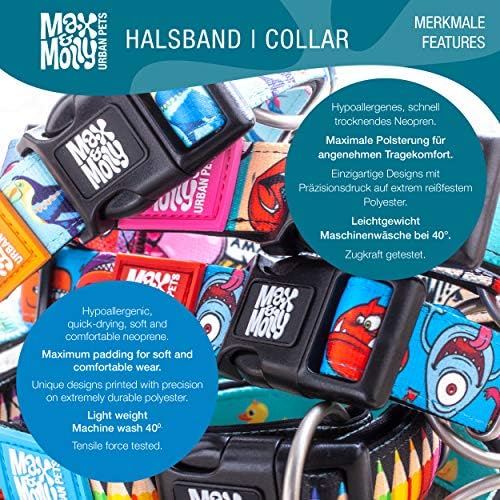 Max & Molly Urban Pets Smart ID Dog Collar - Soft Neoprene, Waterproof, Machine Washable, Power Buckle, Gotcha! QR Tag & Custom App Profile, Jelly Gummy Bears M