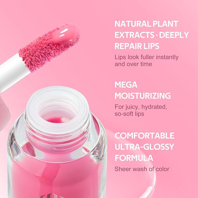 Color Nymph Lip Oil & Lip Gloss Set, Hydrating Non-Sticky Lip Makeup, Nourishing Lip Care with Jojoba Oil, Glossy Pigmented Finish, Summer Fruit