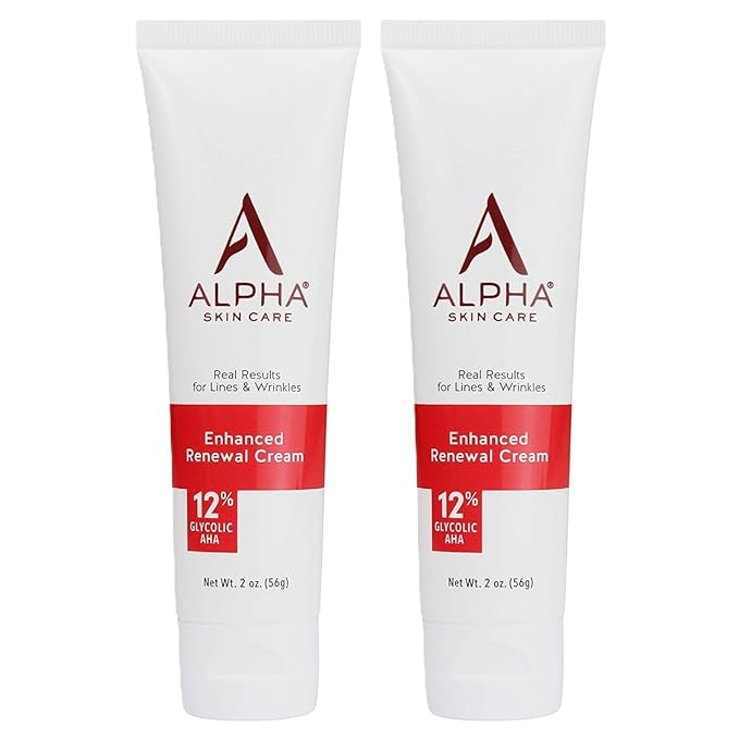 Alpha Skin Care Enhanced Renewal Cream, Anti-Aging Formula, 12% Glycolic Alpha Hydroxy Acid (AHA), Reduces Lines & Wrinkles, For Normal to Dry Skin, 2 oz, Pack of 2