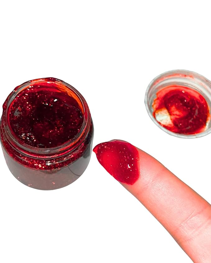 Sparkling Red Glitter Fake Blood - 1 oz | Realistic Halloween Costume Makeup for Gory Effects and Special Effects, Beauty in Glitter Infused Halloween Makeup for Spooky Monster Cosplays