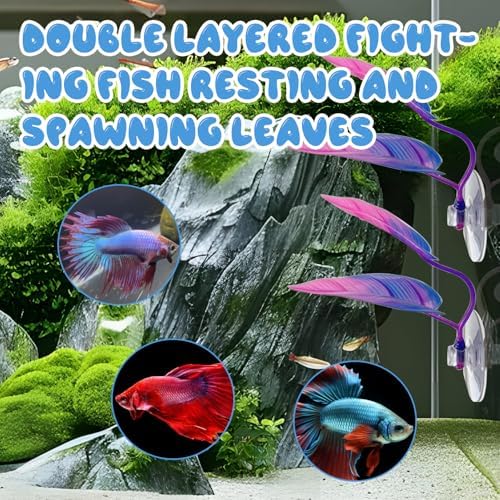 4 Pcs Betta Fish Hammock & Toy Set, Suction Cup Tunnel, Floating Betta Fish Skins, 2 Foliage Pads，Aquarium Hide and Feed Decor for Resting, Hiding & Play Areas.