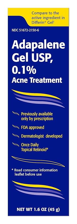 TARO Adapalene 0.1% USP Gel, Paraben Free, Retinoid Acne-Prone Facial Treatment for Sensitive Skin, Prescription Strength (1.6 Oz)