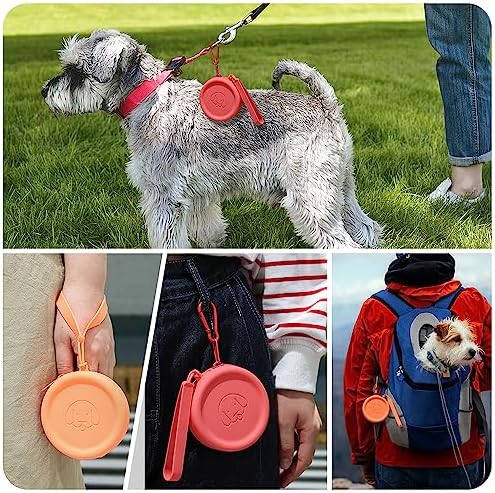 WALLFID Silicone Dog Treat Pouch Small Bag,2PCS Pet Walking Bag for Dog and Cat,Pocket Size,Easy to Clean,Odorless,Zipper Design,Moisture-Proof,Travel Walking Bag,Portable Training Bag. (Orange&Red)