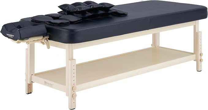 AirMaster-I 30" Professional Stationary Massage Bed | AirWave Compression & Full-Body Stretching | 3D Lumbar Traction Support | Spa & Home Wellness Table - Black/Natural