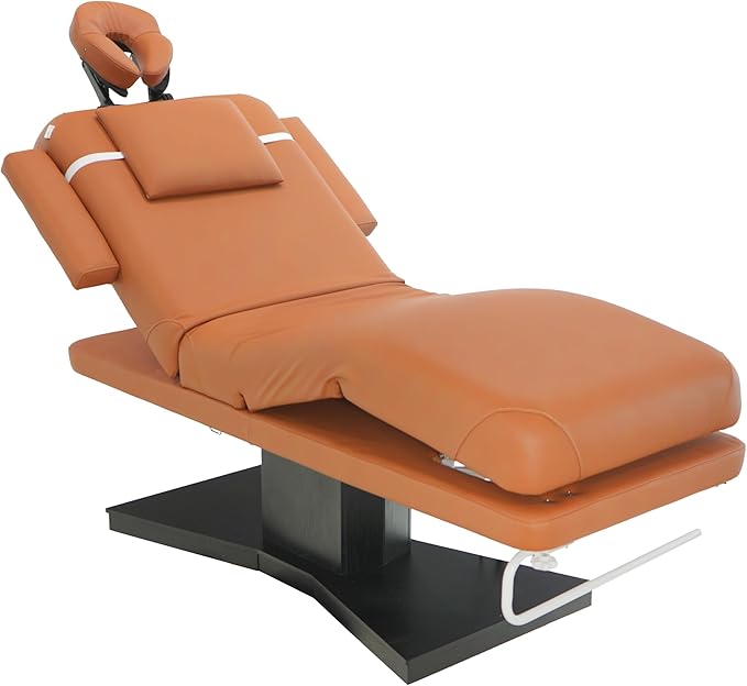 SKINACT Milo 3.0 Motor (with Independent Leg Adjustment) Electric Massage & Facial Bed/Table Camel top and Dark Brown Base