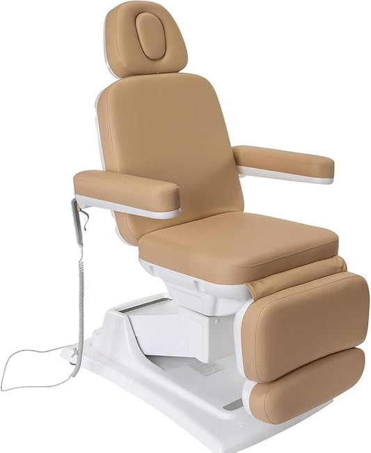 Medical Spa Exam Chair - Electric Massage Table for Spa Facial Solutions - 4-Motor Salon Bed with Remote Control, 2-Year Warranty - Esthetician Equipment for Medical Office - Beige