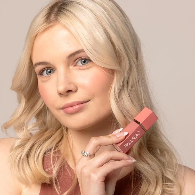 Palladio Liquid Blush for Cheeks & Lips 2-in-1 Makeup Face Blush, Weightless Cream Formula, Smudge Proof Long-Wearing Pigmented Blush, Natural Look Makeup Face Blushes, Shimmer Finish, Dainty