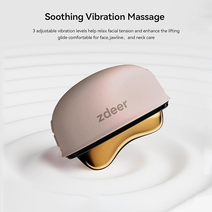 Electric Gua Sha Facial Massager Tool – Heated Brass Face & Neck Massager with LED Red Light & Soothing Vibration, Smart Dual-Mode Design for Sculpting, Lifting & Skincare Relaxation, Pink