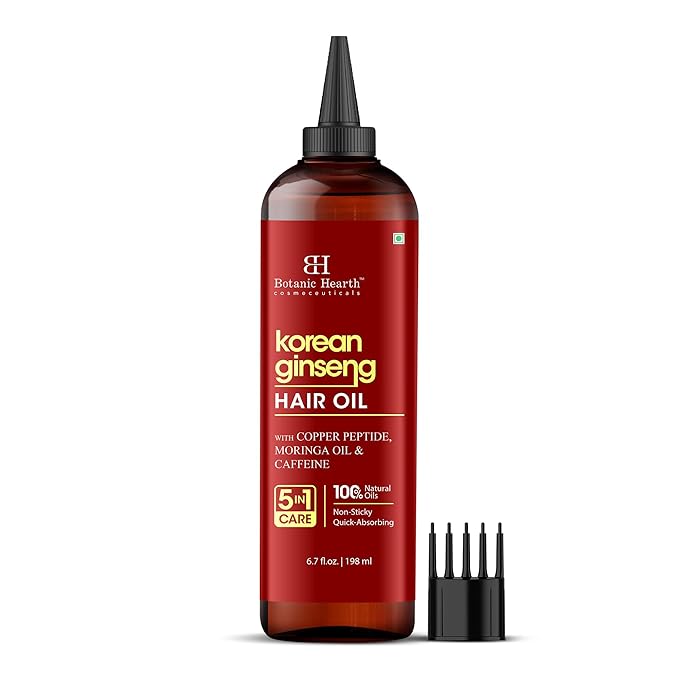 Botanic Hearth Hair Oil for Hair Growth & Hair Treatment Oils | Strengthening Dry, Frizzy, Damaged Hair & Scalp Treatment | Korean Ginseng Hair Oil – 6.7 Fl Oz