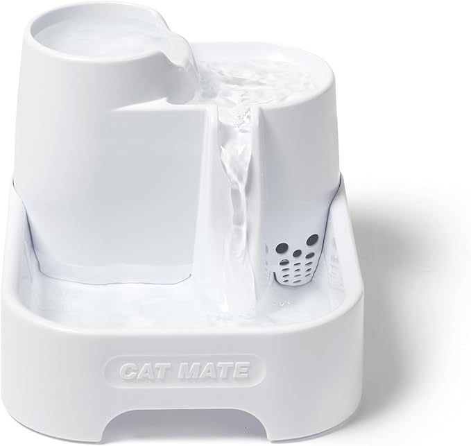 Cat Mate Genuine Pet Fountain 3-Level Fountain, Polymer-Carbon Filter, Super-Quiet Isolated Pump System…